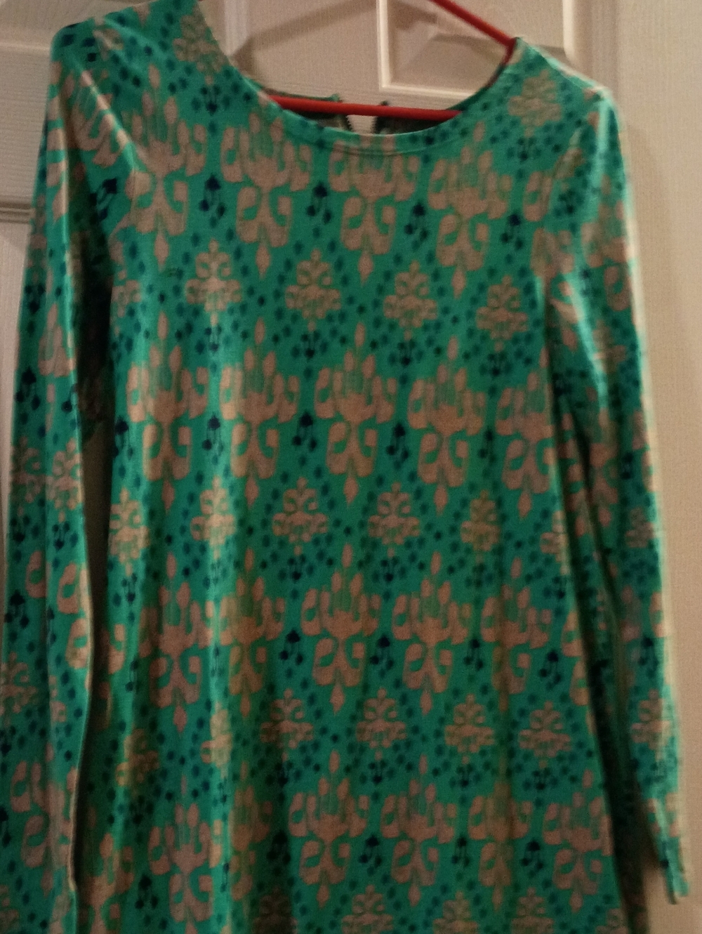 For Color Green Patterned Long Sleeve Dress